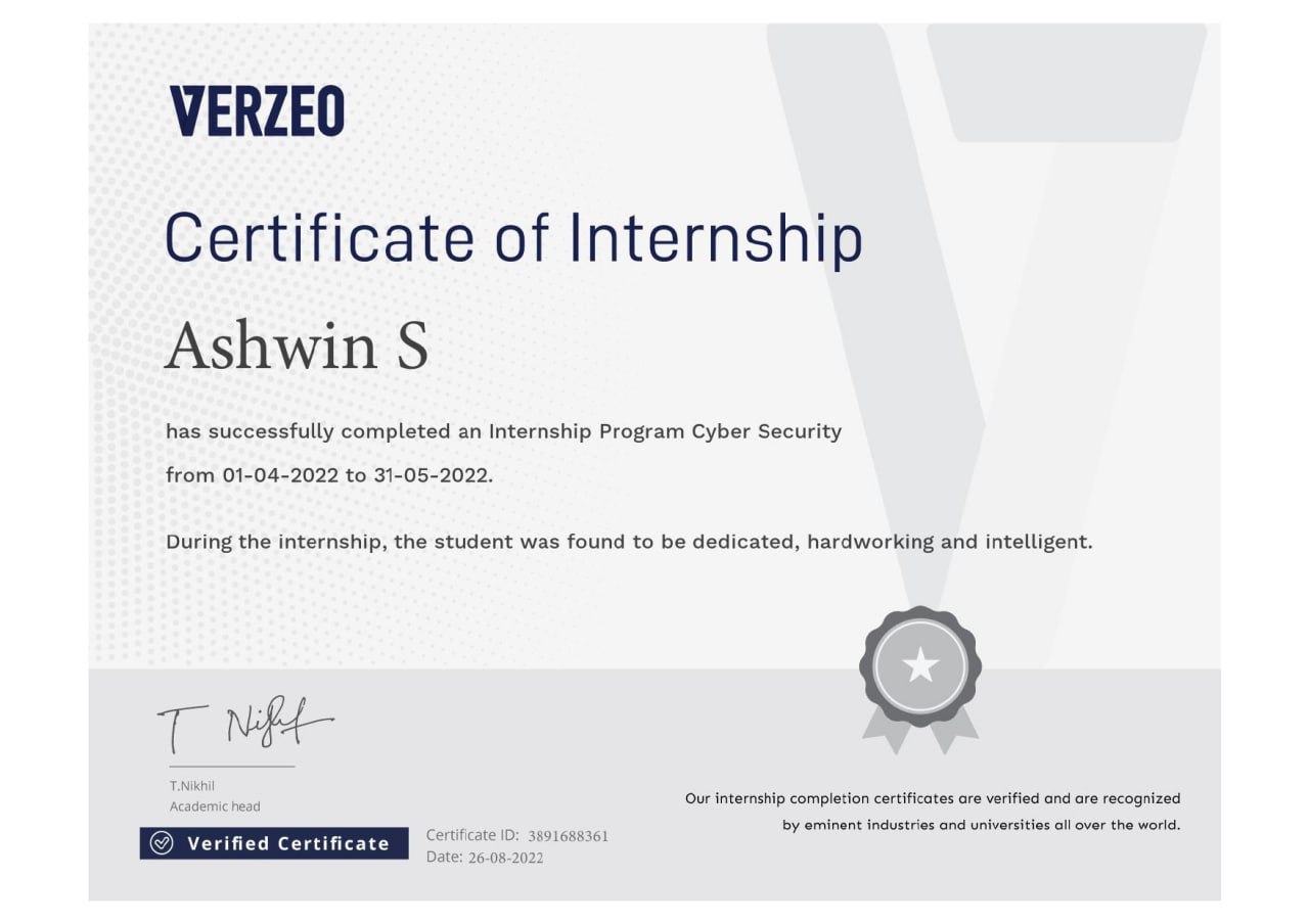 Cybersecurity Internship